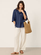 Load image into Gallery viewer, 100% Linen Asymmetric Collar Inverted Pleat Top OTTILIE