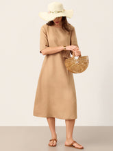 Load image into Gallery viewer, 100% Linen Side-Gathered Bow Maxi Dress ESMERALDA