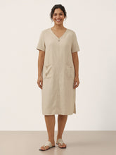 Load image into Gallery viewer, 100% Linen Button Front V-Neck Midi Dress NOA