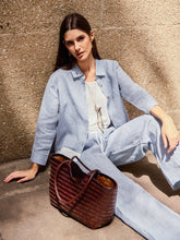 Load image into Gallery viewer, 100% Linen Buttoned Closure Color-Blocked Shirt JANICE
