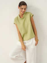 Load image into Gallery viewer, 100% Linen Cap Sleeve Soft-Fold Collar Top YVONNE