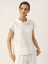 Load image into Gallery viewer, 100% Linen Cap Sleeve Soft-Fold Collar Top YVONNE