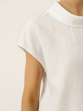 Load image into Gallery viewer, 100% Linen Cap Sleeve Soft-Fold Collar Top YVONNE