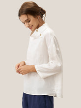 Load image into Gallery viewer, 100% Linen Classic Side Neck Top CORA