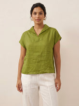 Load image into Gallery viewer, 100% Linen Collared Cap Sleeve Top IVY