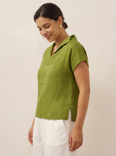 Load image into Gallery viewer, 100% Linen Collared Cap Sleeve Top IVY
