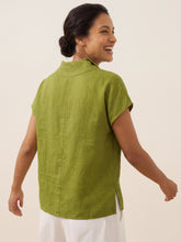 Load image into Gallery viewer, 100% Linen Collared Cap Sleeve Top IVY