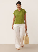 Load image into Gallery viewer, 100% Linen Collared Cap Sleeve Top IVY