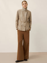 Load image into Gallery viewer, 100% Linen Convertible Stand Collar Double Breasted Blazer Jacket NAOMI