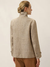 Load image into Gallery viewer, 100% Linen Convertible Stand Collar Double Breasted Blazer Jacket NAOMI