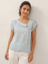Load image into Gallery viewer, 100% Linen Crescent Collar Flutter Sleeve Top FARA