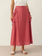 Load image into Gallery viewer, 100% Linen Drawstring Pocket Skirt TESS