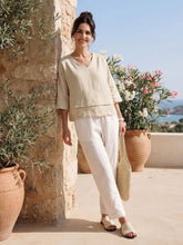 Load image into Gallery viewer, 100% Linen Drop Shoulder Asymmetric Layered Hem Overtop VIOLA
