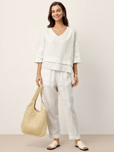 Load image into Gallery viewer, 100% Linen Drop Shoulder Asymmetric Layered Hem Overtop VIOLA