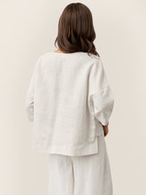 Load image into Gallery viewer, 100% Linen Drop Shoulder Asymmetric Layered Hem Overtop VIOLA