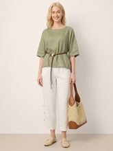Load image into Gallery viewer, 100% Linen Drop Shoulder Shirred Back High-Low Hem Top LINDSEY