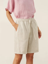 Load image into Gallery viewer, 100% Linen Elastic Drawstring Waist Capri Pants XIMENA