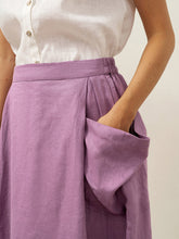 Load image into Gallery viewer, Linen Checked Elastic Waist Skirt ONYX