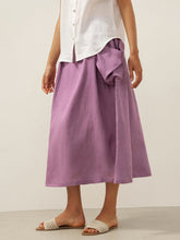 Load image into Gallery viewer, Linen Checked Elastic Waist Skirt ONYX