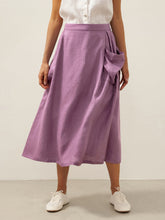 Load image into Gallery viewer, Linen Checked Elastic Waist Skirt ONYX