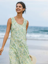 Load image into Gallery viewer, 100% Linen Floral Swing Beach Tank Dress LORRAINE