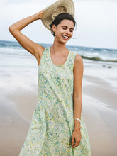 Load image into Gallery viewer, 100% Linen Floral Swing Beach Tank Dress LORRAINE