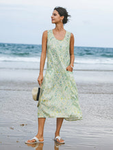 Load image into Gallery viewer, 100% Linen Floral Swing Beach Tank Dress LORRAINE