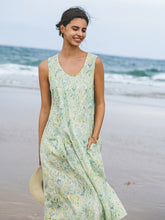 Load image into Gallery viewer, 100% Linen Floral Swing Beach Tank Dress LORRAINE