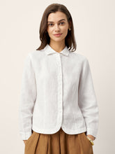 Load image into Gallery viewer, 100% Linen Small Collar Curved Hem Tailored Shirt AVELINE