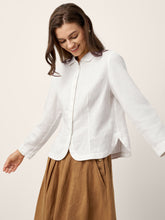 Load image into Gallery viewer, 100% Linen Small Collar Curved Hem Tailored Shirt AVELINE