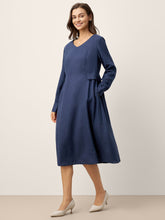 Load image into Gallery viewer, 100% Linen Gathered Waist Flap Detail Midi Dress DIANA