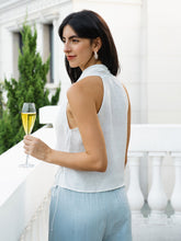 Load image into Gallery viewer, 100% Linen Halter Neck Tie-Front Crop Top FAYE