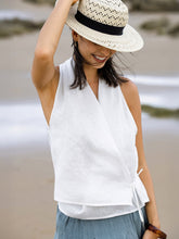 Load image into Gallery viewer, 100% Linen Halter Neck Tie-Front Crop Top FAYE
