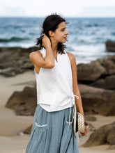 Load image into Gallery viewer, 100% Linen Halter Neck Tie-Front Crop Top FAYE