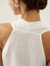 Load image into Gallery viewer, 100% Linen Halter Neck Tie-Front Crop Top FAYE