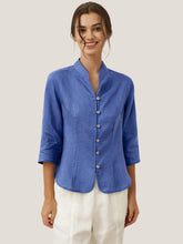 Load image into Gallery viewer, 100% Linen Hand Button Fitted Jacket AMELIA