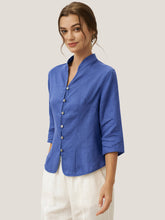 Load image into Gallery viewer, 100% Linen Hand Button Fitted Jacket AMELIA