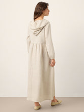 Load image into Gallery viewer, 100% Linen Sculpted-Hood Caftan Maxi Dress LINETTE