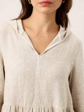 Load image into Gallery viewer, 100% Linen Sculpted-Hood Caftan Maxi Dress LINETTE