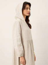 Load image into Gallery viewer, 100% Linen Sculpted-Hood Caftan Maxi Dress LINETTE