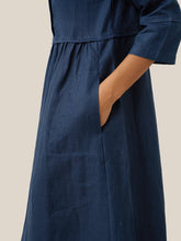 Load image into Gallery viewer, 100% Linen Loose Fit Button Waist Gathered Maxi Dress LUNA