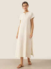 Load image into Gallery viewer, 100% Linen Mandarin Collar Maxi Dress with Detachable Belt MARGARET