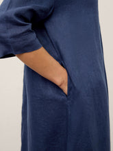 Load image into Gallery viewer, 100% Linen Notch Neck Inverted Pleat Maxi Dress MATILDE