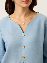 Load image into Gallery viewer, 100% Linen Split Neck Inverted Pleat Top TABITHA