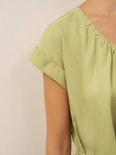 Load image into Gallery viewer, 100% Linen Pleated Crew Neck Maxi Dress with Detachable Tie Straps MIRA