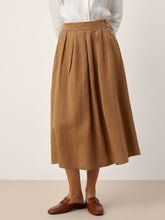 Load image into Gallery viewer, 100% Linen Pleated Side Button Skirt LILITH