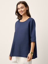 Load image into Gallery viewer, 100% Linen Relaxed Back Button Top with Tab Sleeves SYLVANA