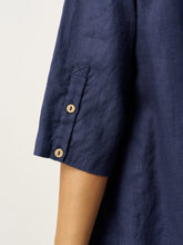 Load image into Gallery viewer, 100% Linen Relaxed Back Button Top with Tab Sleeves SYLVANA