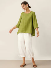 Load image into Gallery viewer, 100% Linen Round Neck Asymmetrical Hem Top BRIANNA