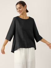 Load image into Gallery viewer, 100% Linen Round Neck Asymmetrical Hem Top BRIANNA